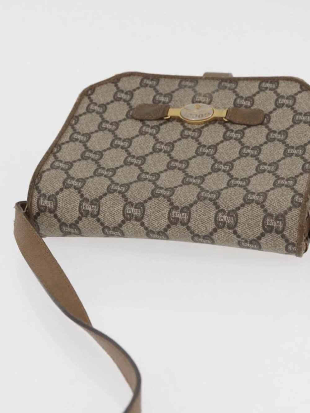 GUCCI GG Plus Supreme Shoulder Bag PVC Beige Gold Auth ka3753 - Picture 7 of 16